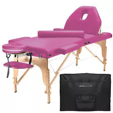 Portable Hot Pink Massage Table with Bolster and Tilt Backrest