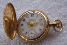 14K Solid Gold American Waltham 1895 Hunter Case Pocket Watch 15 Jewel 0 Size