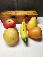 VINTAGE LOT OF LIFELIKE WAX FRUIT APPLE BANANA PEACH PEAR