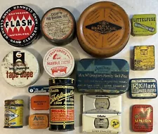 Vintage Tin Mixed lot 17 household Shop workbench office hardware cleaner home+