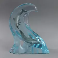 WYLAND " Making Waves " # 800 / 950 Lucite Dolphin Sculpture W / Certificate