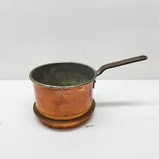 Antique Copper Hand Forged Milk Pan With Handle