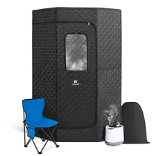 Portable 4L 1600W Full Size Steam Sauna Personal Home Spa Indoor w/ Remote,Chair