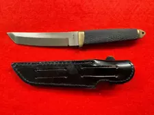 VINTAGE PRE-1991 COLD STEEL MINI-TANTO, BRASS FITTINGS, SHEATH (207)