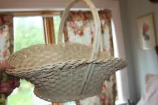 New ListingVtg Gathering Basket Wicker Rattan wood bottom Summer Wedding Gardening Flowers