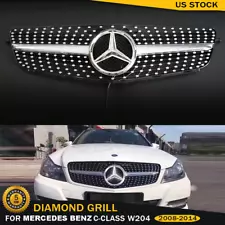 Front Grille Grill W/LED Emblem For Mercedes Benz W204 C250 C300 C350 2008-14 (For: 2008 Mercedes-Benz C300)