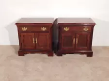 Pair 1990s Vintage THOMASVILLE Dark Cherry Bedside Chests ON HOLD Night Stands