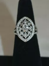 1 CT Genuine Diamond Pave' Ring 14K Solid White Gold Size 6 On Sale