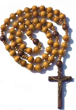 Super and holy Big Mix Beads sanctified Rosario Natural Wood Chain Jesus Cross