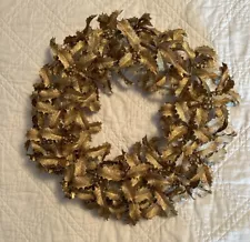 Gold Holly Wreath 17”