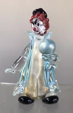 VINTAGE MURANO GLASS CLOWN SCULPTURE ALFREDO BARBINI HOLDING A BALL