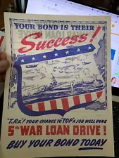 WW II 5th War Loan Bond Drive Paper Sales Handout Boston MA