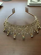 Estate Women’s Beautiful Crafted Golden Rhinestone Tiara