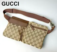 GUCCI GG Supreme Body Bum Bag Waist Pouch Canvas Shoulder bag brown