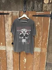 Guns N' Roses T-Shirt Short Sleeve Washed Black Cotton Top Logo Men's Large