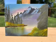 Bob Ross style Oil painting on canvas board hand painted original