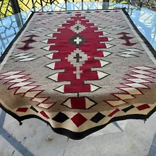 Auth: Antique Antique American Indian Rug / Blanket Mystical ART 3x5 NR