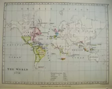 Original 1899 Antique Map of THE WORLD (in 1772)