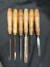 Greenlee 6-piece set of lathe wood-turning chisels. Made in USA.