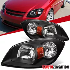 Fits 2005-2010 Chevy Cobalt 07-09 Pontiac G5 Black Headlights Lamps Left+Right