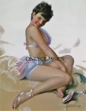 1950's Rolf Armstrong Brown & Bigelow Pin-Up Print Bathing Beauty Is Coquette