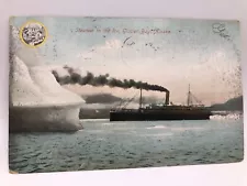 Postcard Steamer in the Ice Glacier Bay Alaska Posted 1909