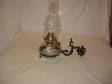 NICE ANTIQUE Victorian Style Iron WALL Light Lamp Oil Lamp w/ Bracket + Chimney