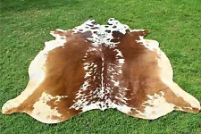 New Large 100% Brown & White Cowhide Leather Rugs Cow Hide Skin 26-30 SQ.FT sale