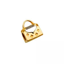 14K Yellow Gold Hand Bag Slider Charm Pendant For Mix & Match For Bracelet Chain