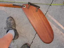 Vintage Sailboat Wooden Rudder w/folding handle Tiller, Mahogany Brass Hardware