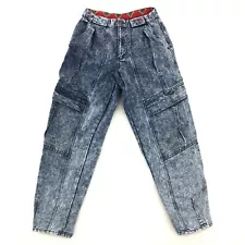 Bugle Boy Cargo Jeans Women's size 30x30 Blue Acid Wash Retro Y2K 90s Tapered