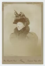 Antique c1880s Cabinet Card Woman Stunning Hat Dress Bird Cage Traverse City, MI