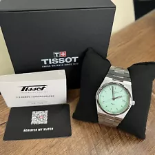 TISSOT PRX Light green WATCH 316L high class case CLASSY NEW T1374101109101