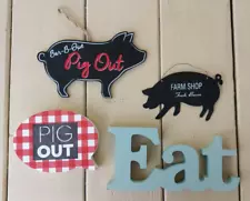 EAT Bar-B-Que PIG OUT farm shop fresh bacon sign red black country restaurant