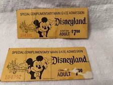 Pair Of Vintage Disneyland Special Complimentary Main Gate Admission Tickets