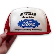 Vintage Snapback Trucker Hat Metzler Ford Pennsylvania 80s USA MADE Cap