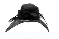 Elegant Custom-Made Black Wide Brim Black Straw Hat