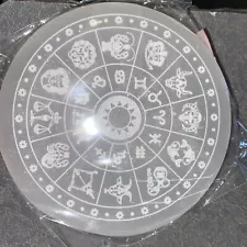 Selenite charging plate with zodiac symbols