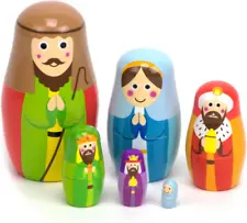 11 Pcs Nesting Nativity Set for Kids Christmas Wooden Toys Play set For Kids