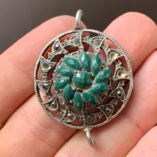 Ancient Pendant Amazing Necklace Silver Amulet With Natural Stones