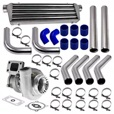 GT35 GT3582 Turbo Turbine T3 Ar.63 4-Bolt + Turbocharger Intercooler Piping Kit