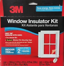 3M Scotch Indoor Window Insulator Film Kit for two 3ft x 5ft Windows - Film+Tape