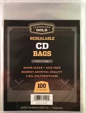 Pack of 100 CBG Resealable Compact Disc CD Acid Free 2-Mil Clear Poly Bags