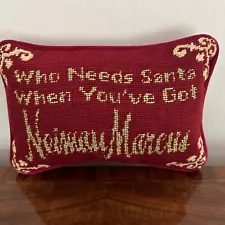 Neiman Marcus X-Mas Red Needle Point Throw Pillow