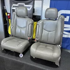 03-06 Chevy Silverado GMC Light Gray Leather Bucket Seats Left Right Pair NBS GM