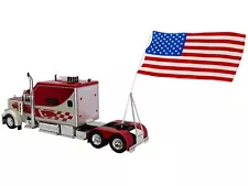 1997 Peterbilt 379 Tractor Truck White and Red Metallic with American Flag Limi