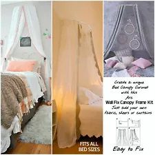 Arc Bed Canopy Crown Coronet Kit Curved Wall Fix Frame for ALL beds Adults,Kids