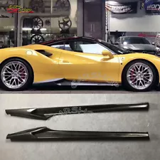 For Ferrari 488 GTB Spider Real Carbon Fiber Side Skirt Extension Splitter Trim (For: 2016 Ferrari 488 GTB)