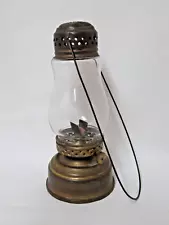 ANTIQUE BRASS JEWEL SKATERS LANTERN OIL LAMP