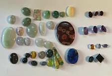 Estate Mixed LOT Loose 40+ Gem Stones Cabochon Facet Genuine Jade Opal Amethyst